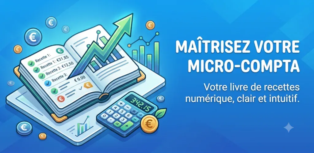 Visuel de présentation d'EasyCompta, application de comptabilité pour micro-entrepreneur