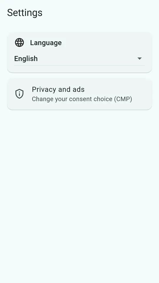 ScanFree's settings screen, thumbnail size and display options