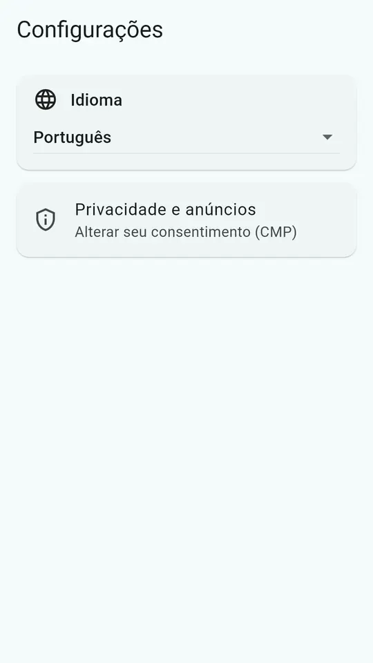 Ecrã de definições da ScanFree, tamanho das miniaturas e opções de visualização