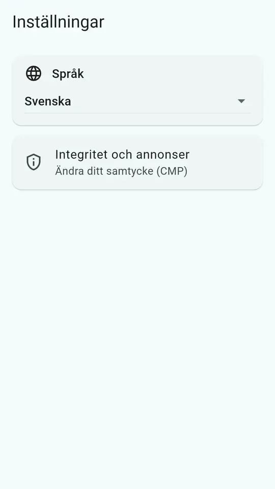 ScanFrees inställningsskärm, miniatyrstorlek och visningsalternativ