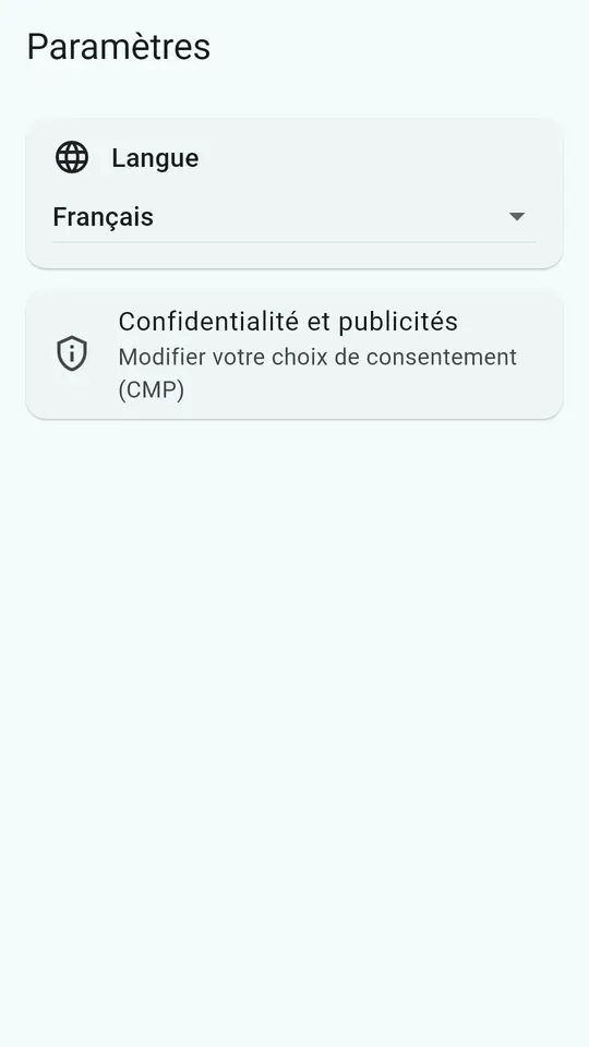 Écran des paramètres de ScanFree, taille des miniatures et options d'affichage